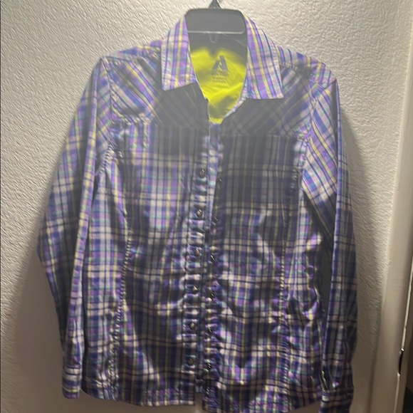 Eddie Bauer Purple Plaid Women's Shirt - Picture 2 of 4